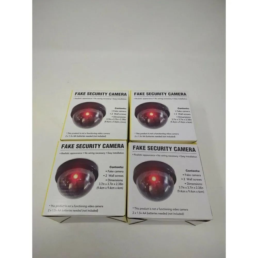 4 New Fake Security Camera Dome, 3.7x3.7x2.38 in Flashing LED Includes Mountings